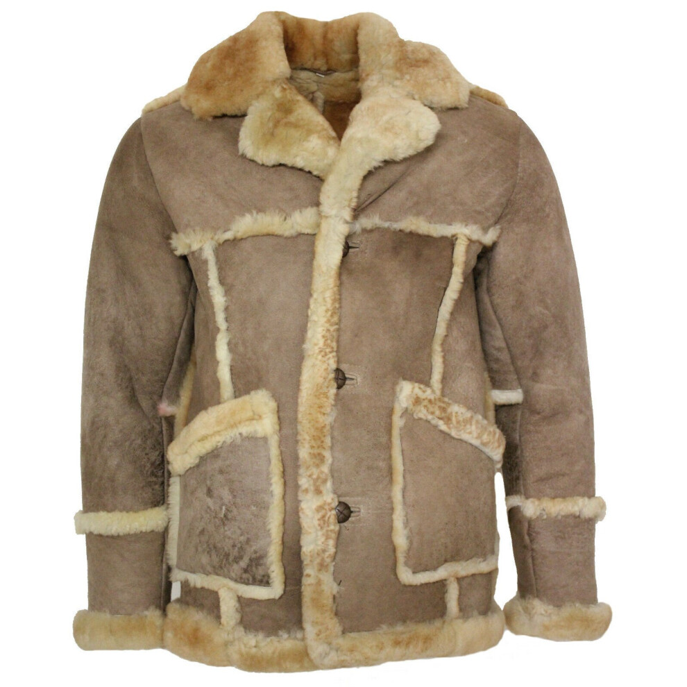 (XL) Mens Designer Long Winter Real Sheepksin Fur Coat