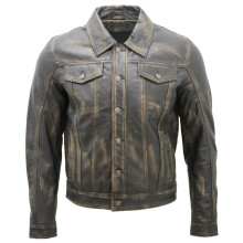 (XL) Mens Leather Bomber A2 Detachable Collar Jacket