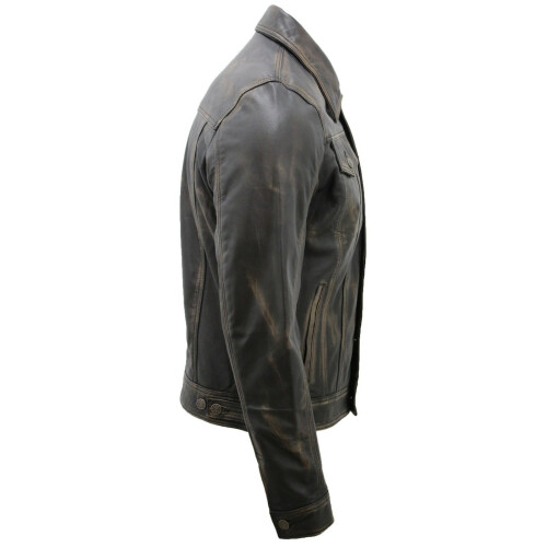(XL) Mens Leather Bomber A2 Detachable Collar Jacket 2