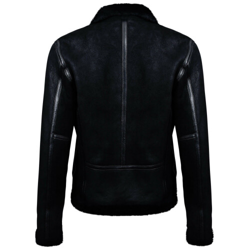 (3XL) Mens Shearling Sheepskin Leather Biker Jacket 2