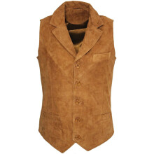 (3XL) Mens Goat Suede Smart Tan Leather Waistcoat
