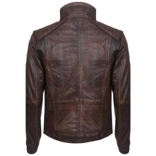 (XS) Mens Leather Biker Jacket Distressed Motorcycle 2