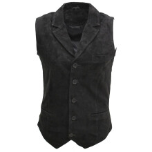 (M) Mens Suede Classic Smart Black Leather Waistcoat