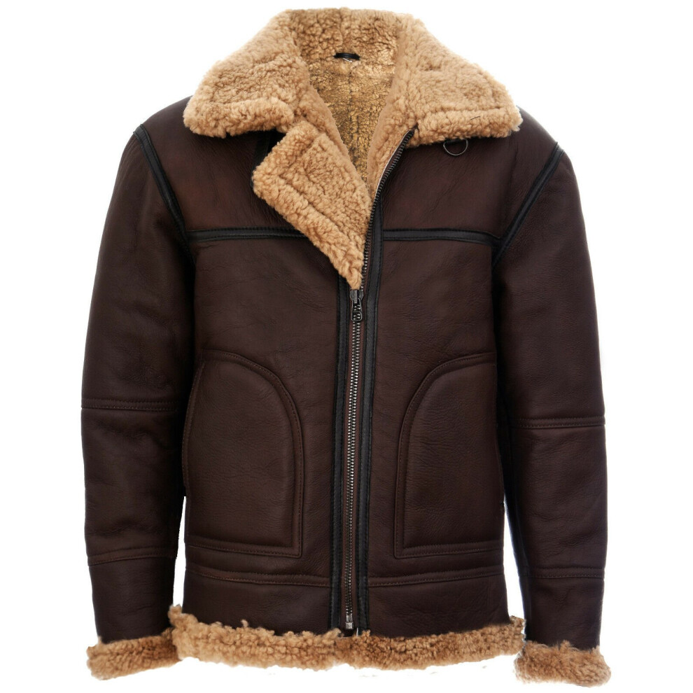 Infinity Leather Men's Brown (3Xl) B3 Sheepskin Leather Pilot Flying Jacket