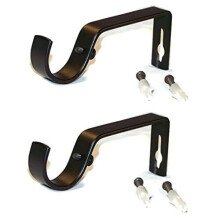 WARESHARK 2 x Black Heavy Duty Metal Curtain Pole Bracket Holder Curtain Rod Support Wall Brackets Holders 2pcs