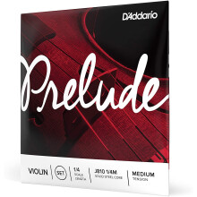 Set di corde per violino D'Addario Prelude, scala 1/4, tensione media - J810 1/4M - anima in acciaio massiccio, suono caldo, economico e durevole
