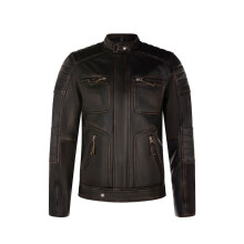 (XS) Mens Black LeatherVintage Brando Motorcycle Jacket