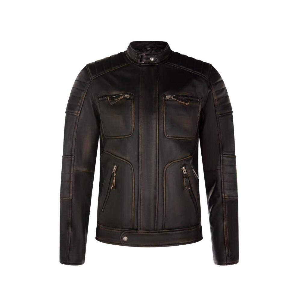 Infinity Leather Men's Black Vintage Leather Retro Biker Jacket - Milan - Uk 3XL | Eu 56 | Us 46 - Image 2