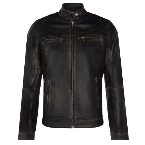 (S) Men's Black  Casual Zipped Racing Biker Jacket