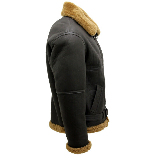 (2XL) Mens RAF Real Sheepskin Flying Leather Jacket 2