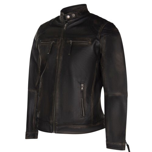 (S) Men's Black  Casual Zipped Racing Biker Jacket 1