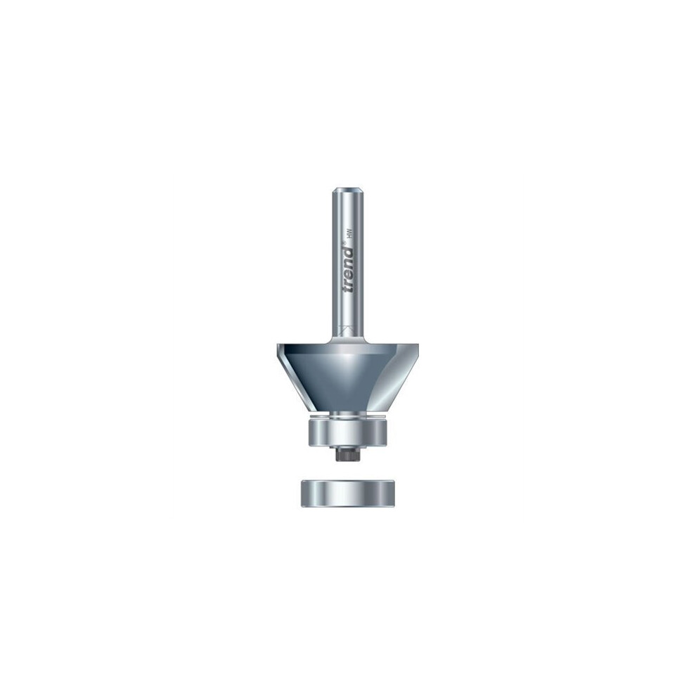 Trend 46/3X1/4TC Bevel Trimmer 20 mm Diameter 14mm Length, Silver