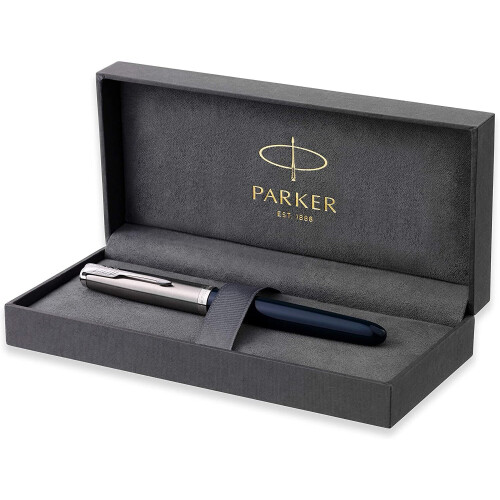 Parker Parker 51 Fountain Pen | Midnight Blue Barrel with Chrome Trim | Fine Nib with Black Ink Cartridge | Gift Box