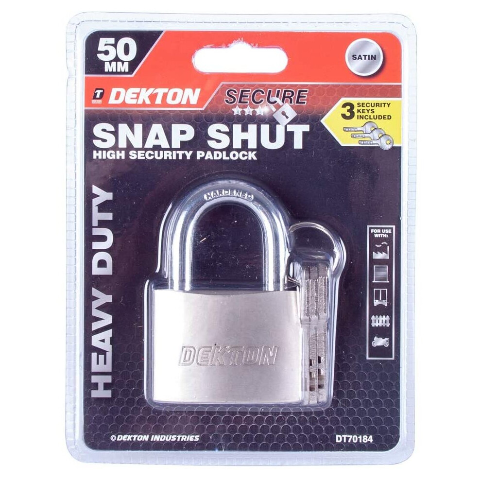 Dekton Snap Shut High Security Padlocks (50mm)-image-OPC-P8YBQFS-NEW