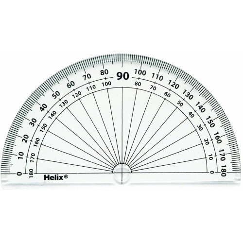 Helix 10cm 180 Degree Protractor Reverse Scale - Pack of 10