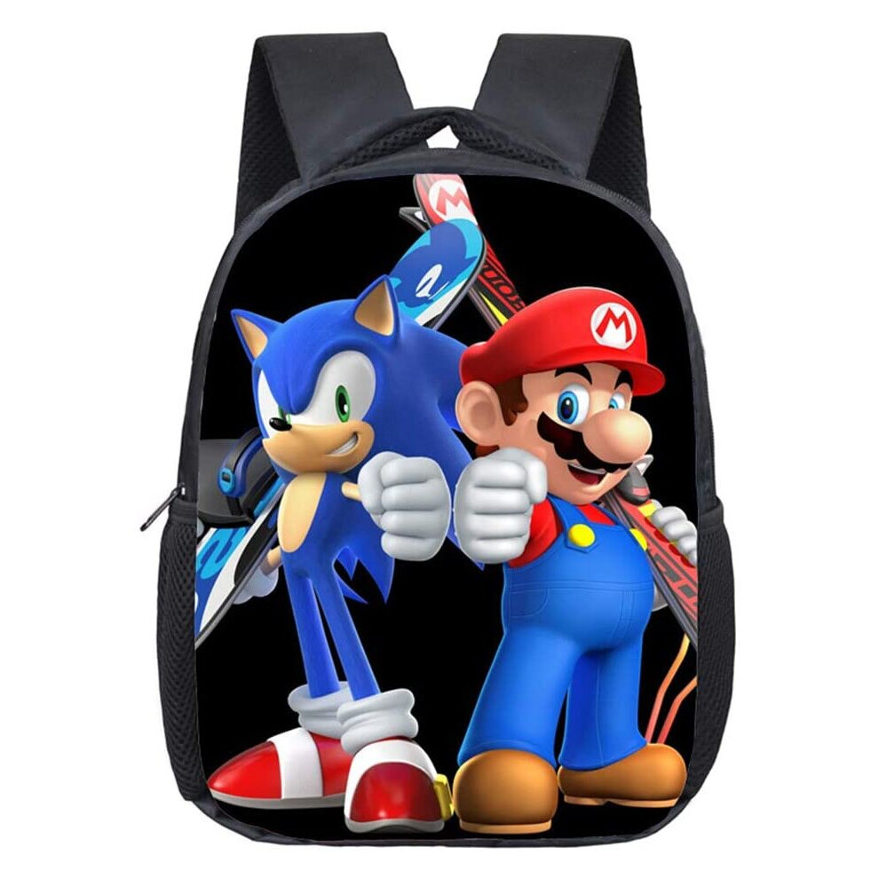 Bonamana Super Mario Bros 3D Printed School Backpack for Kids Travel Rucksacks Book Bags Kids School Bag (D)