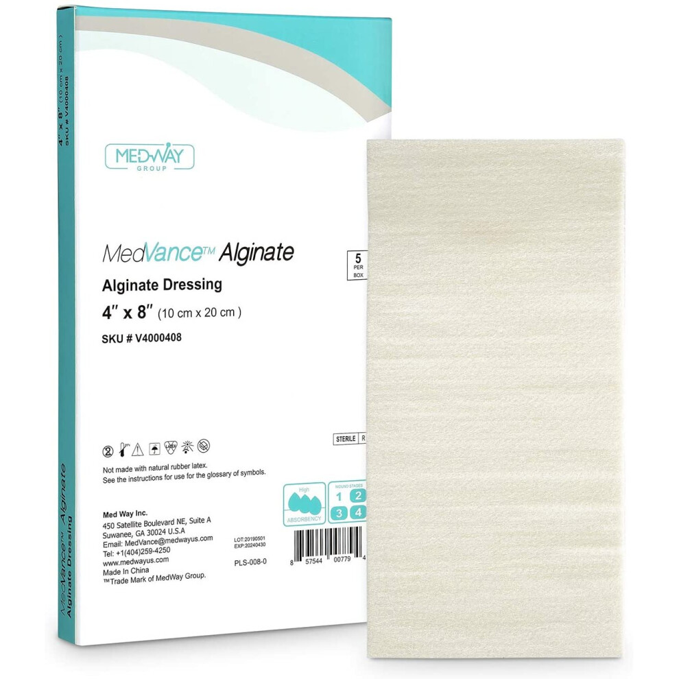 MedVance TM Alginate â Calcium Alginate Dressing 10 cm x 20 cm Box of 5 dressings