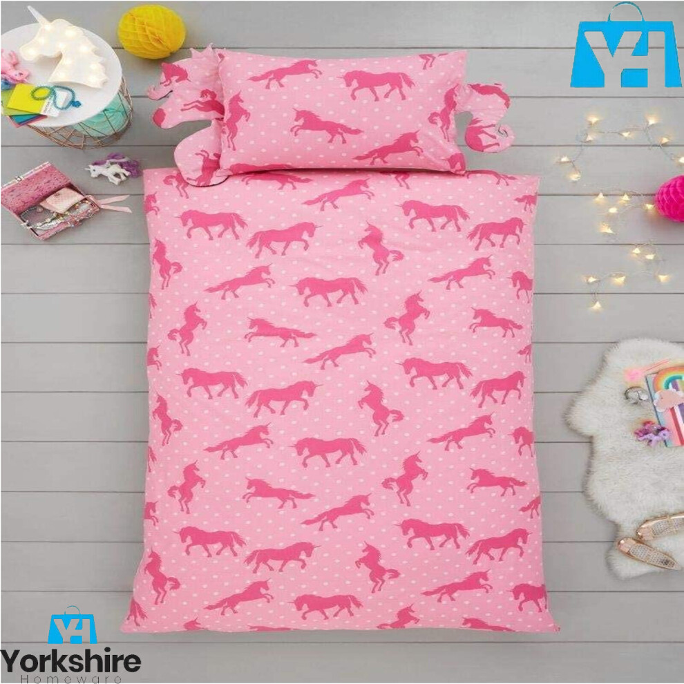 (Unicorn Shaped) Disney Cartoon Animal Character Kids Shaped Single Reversible Duvet Cover With Pillowcase Bedding Sets