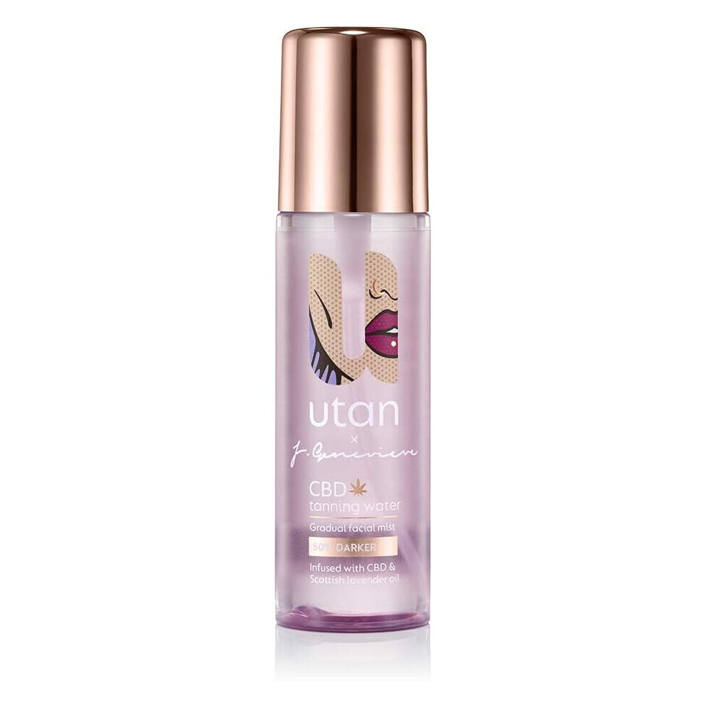 Utan X Jamie Genevieve Tanning Water | Gradual Face Tan Mist | With Organic Tan, Cannabis Extract | Antibacterial Scottish Lavender Oil | No Perfume