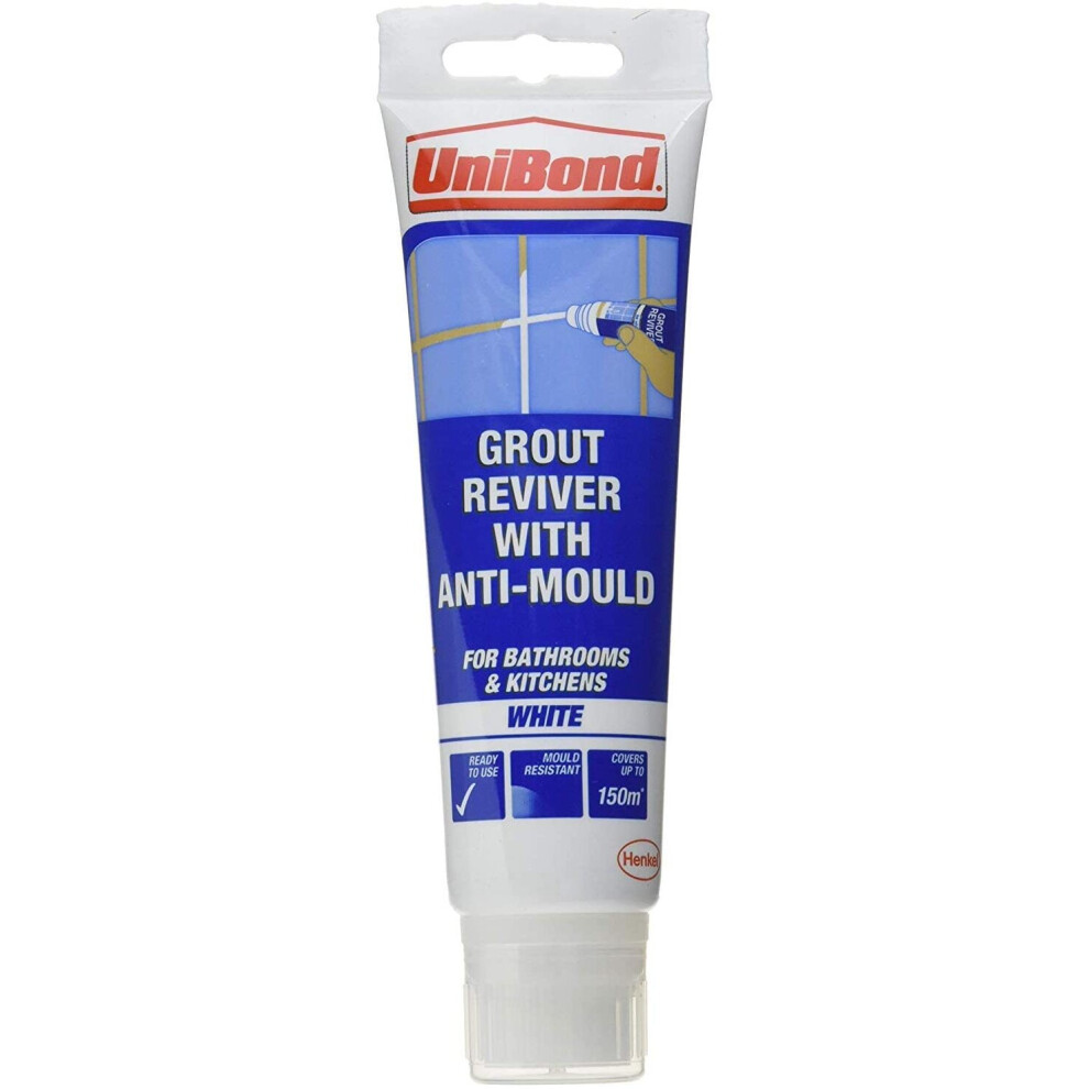 2 X Anti-Mould Grout Reviver for Floors and Walls Tube and Sponge - 125ml, White