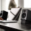 Audioengine DS1 Desktop Speaker Stands | Vibration Damping Tilted Silicon Tabletop Stands | Pair (small) 4