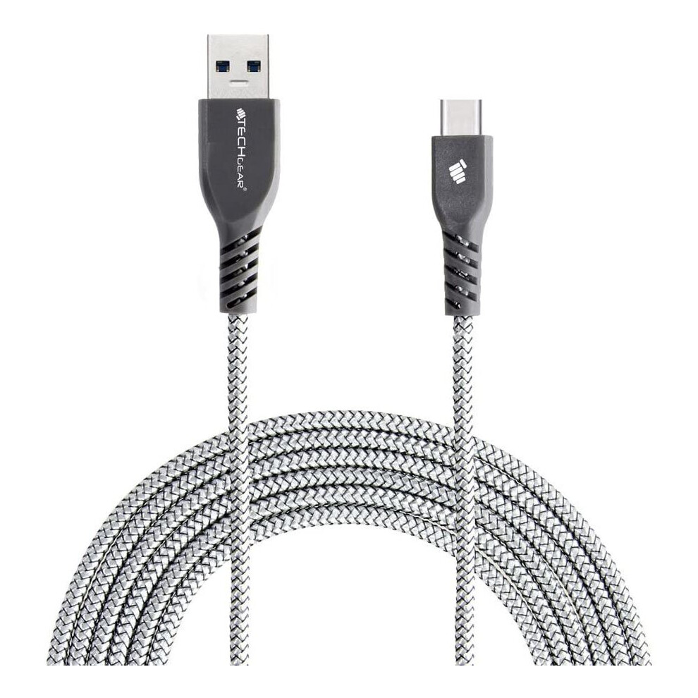 TECHGEAR Extra Long 2m / 6.5 Ft STRONG High Durability Braided USB C Charging & Data Sync Cable for USB Type-C Devices Compatible with Apple iPad Pro