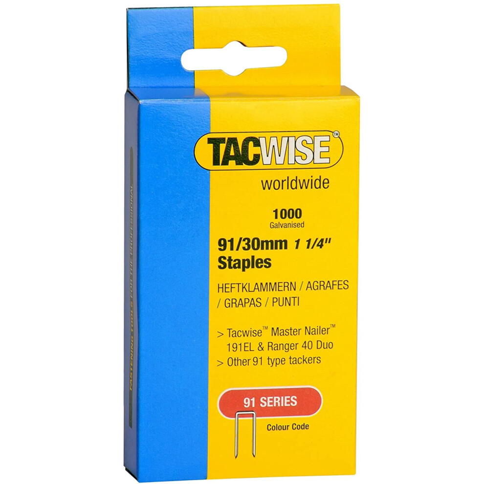 Tacwise 286 91 / 30mm Series Staples for Staple Gun (1000), Silver