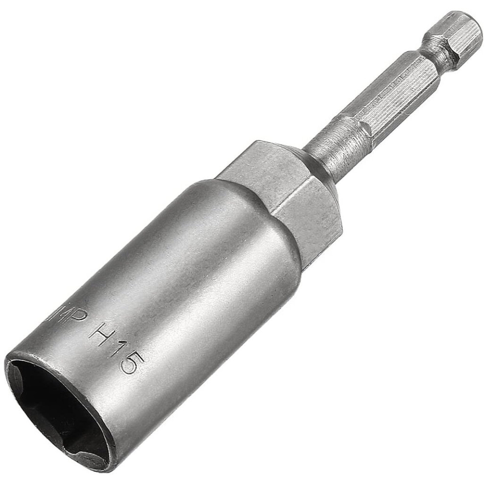 Sourcingmap 1/4" Quick-Change Hex Shank 15Mm Nut Setter Driver Drill Bit, 80Mm Length, Metric No-Magnetic 609876736107