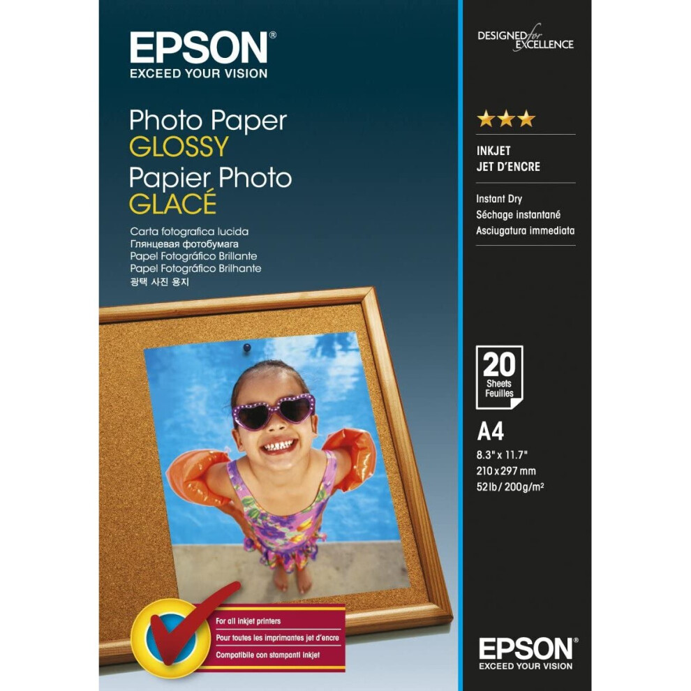 Epson A4 Glossy Photo Paper - White