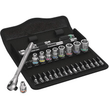 Wera 05004020001 8100 SA 10 Zyklop Metal Ratchet Set with push-through square, 1/4" drive, imperial , 28 pieces