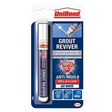 Unibond 3 x Grout Reviver Pen/Anti-mould grout pen for bathroom, kitchen, shower and floor tiles / 1 x 7ml