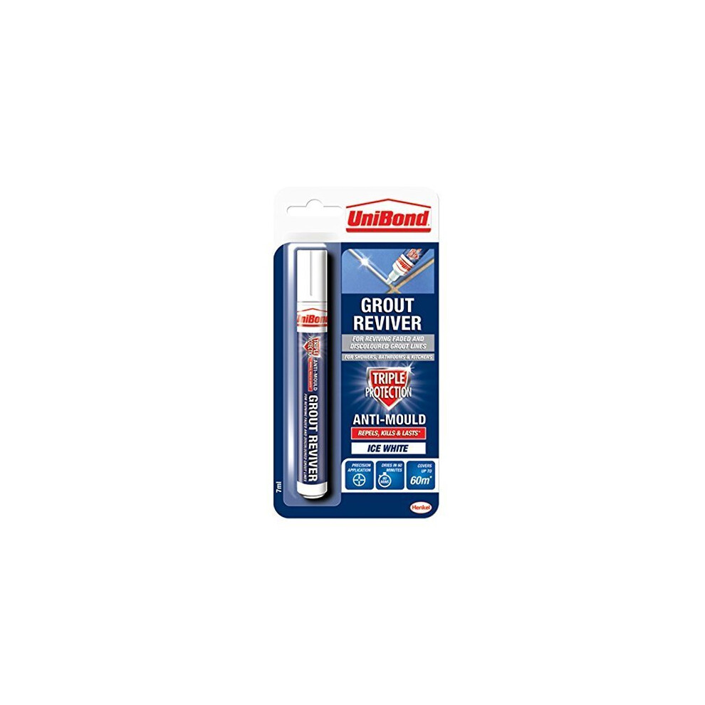 Unibond 3 x Grout Reviver Pen/Anti-mould grout pen for bathroom, kitchen, shower and floor tiles / 1 x 7ml
