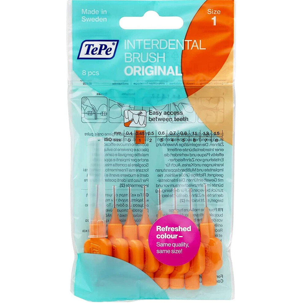 Tepe Interdental Brushes Oral Dental Floss Toothbrush - Different Colours & Sizes (3 X Pack (24 Brushes), 0.45Mm Orange)