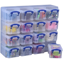 Really Useful Organiser, 16 x 0.3 Litre Storage Boxes in a Clear Plastic Organiser and Clear Boxes