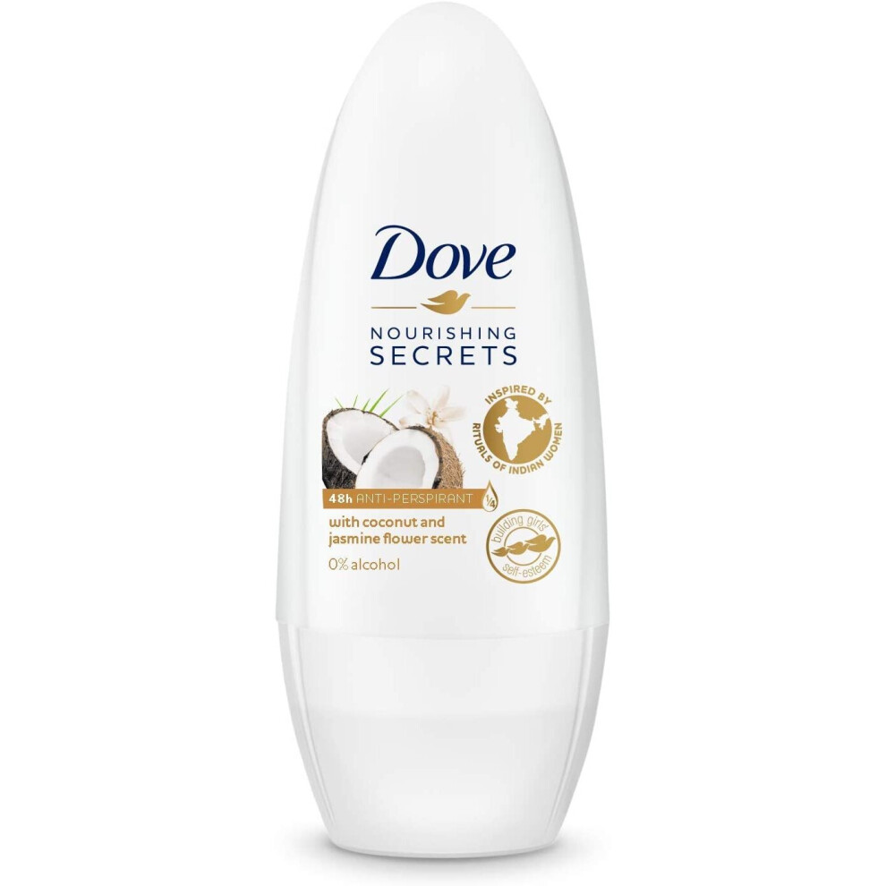 Dove Nourishing Secrets Coconut & Jasmine Alcohol-Free Anti-Perspirant Deodorant Roll-On for 48 Hour Sweat Protection 50 ml