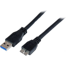 StarTech.com USB3CAUB1M 1 m 3 ft Certified SuperSpeed USB 3.0 A to Micro B Cable Cord, USB 3 Micro B Cable, 1x USB A (M), 1x USB Micro B (M) - Black