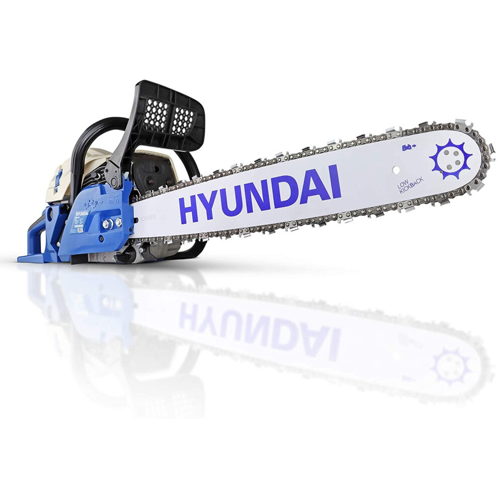 Hyundai 62cc Petrol Chainsaw, 3 Year Platinum Warranty, 20'' Cutting Bar, 2 Chains, Carry Bag, Chain File & Fuel Mixing Bottle, Chainsaw Petrol, Wood