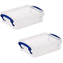 Really Useful Boxes 0.35 Litre Rectangle Really Useful Box Clear Pack of 2