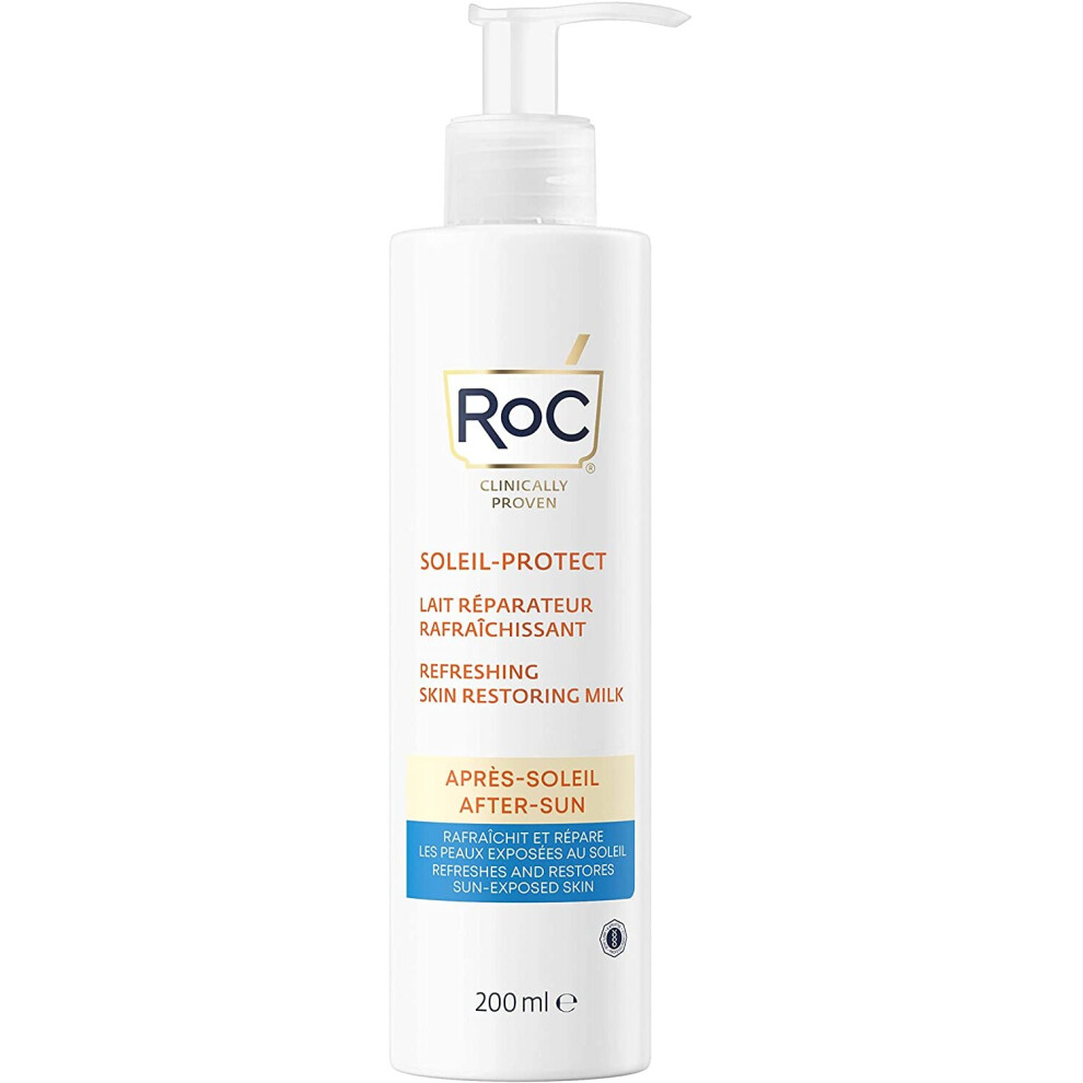 RoC - Soleil-Protect Refreshing Skin Restoring Milk After-Sun - Cooling and Moisturising - Restores Sun-Exposed Skin - 200 ml
