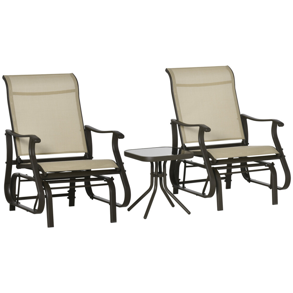 Outsunny 3PCS Outdoor Gliding Chairs w/ Table Set Patio Garden