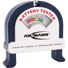 ANSMANN Analogue Battery Tester [Pack Of 1] Pocket-Sized Battery Health Check for AA, AAA, C, D, 9V Blocks and Coin Cells - Clear Display of Good, Low