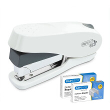 Rapesco 1467 ECO Luna Less Effort Half Strip Front Loading Stapler with Staples - Soft White