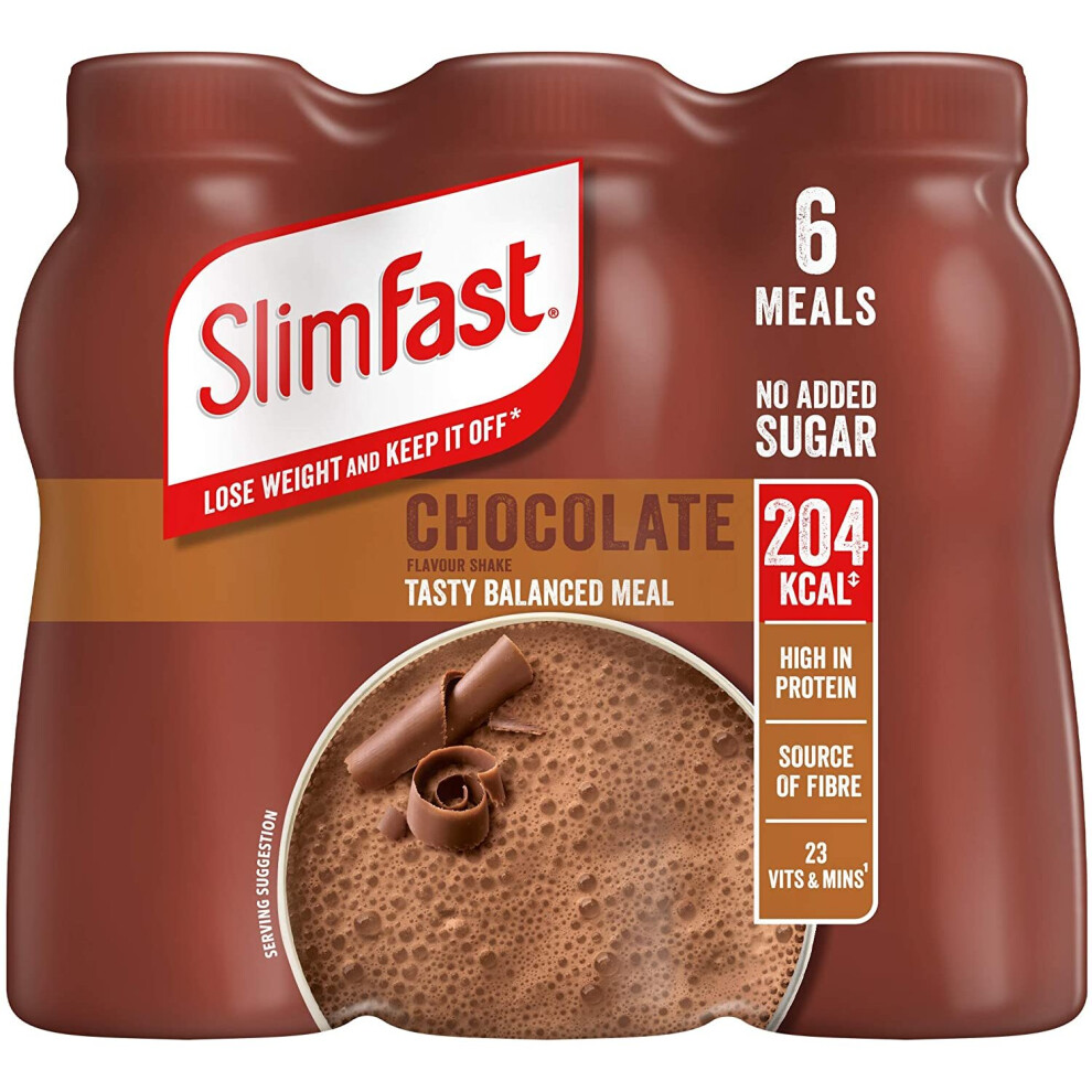 SlimFast Shake Multipack, Chocolate, 6 x 325 ml, Packaging May Vary