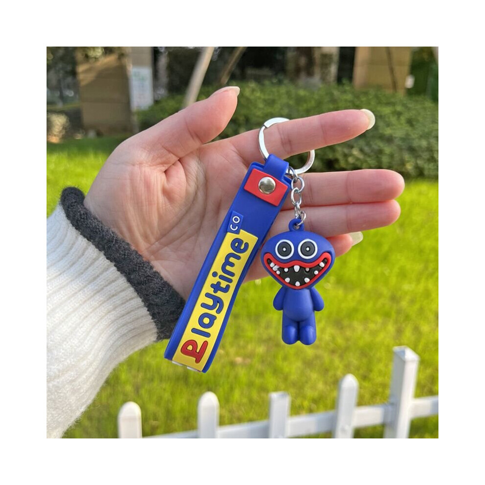 (Blue) Huggy Wuggy Fidget Toy Poppy Playtime Figure Pendant Keychain Multicoloured