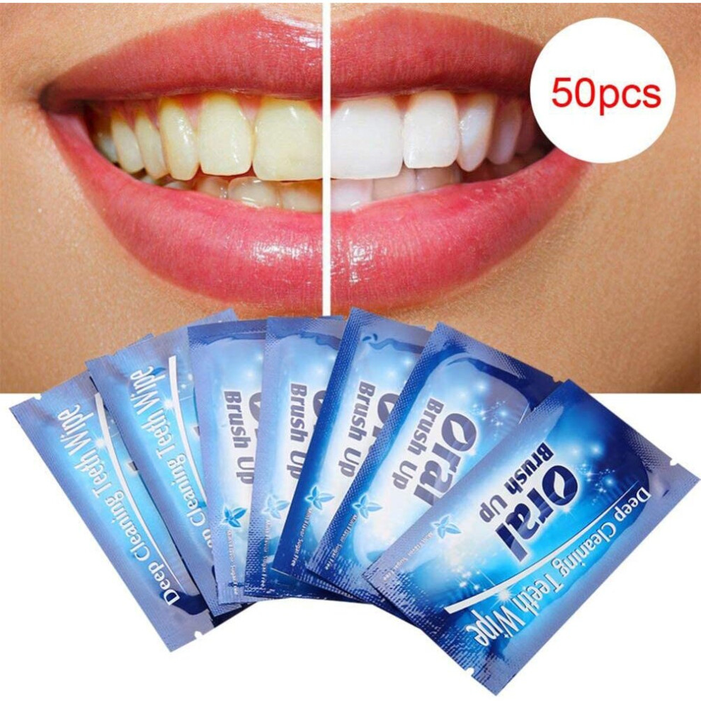 LifeBest 50pcs Disposable Wipe Oral Brush Up Finger For Deep Cleaning Wipes Dental Tooth Oral Care Dental Clean Teeth Whitening Wipes Disposable