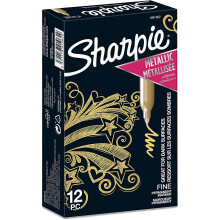 Sharpie Metallic Permanent Markers | Fine Point | Gold | 12 Count