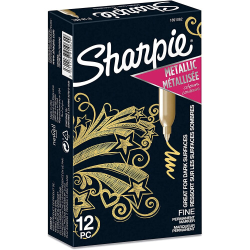 Sharpie Sharpie Metallic Permanent Markers | Fine Point | Gold | 12 Count