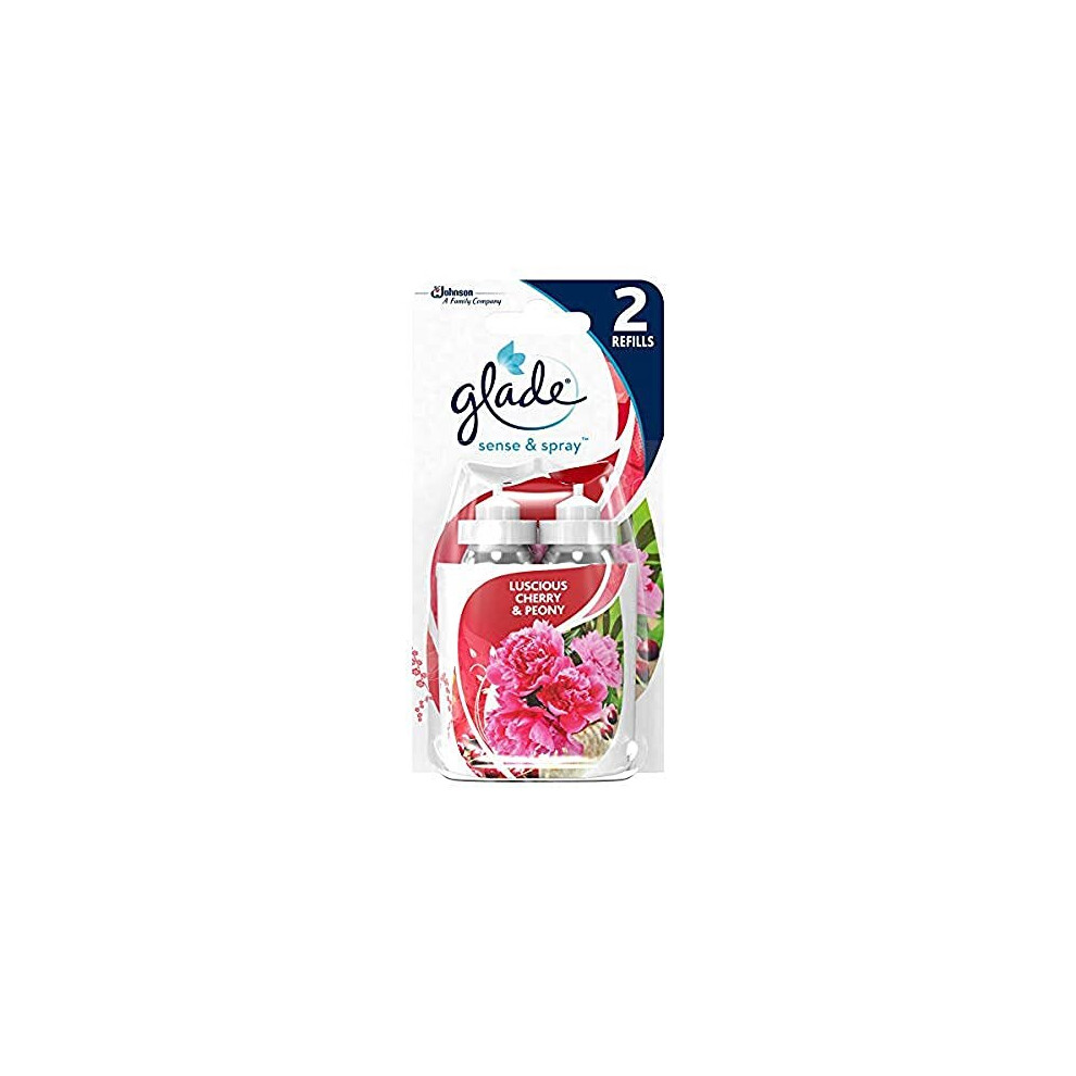 Glade Sense & Spray Air Freshener, Motion Activated Automatic Odour Eliminator for Home, 18 ml Refill, Cherry & Peony, 2 Refills