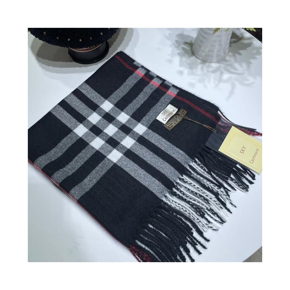 (Black) Burberry Style Scarves Check Design 180*70cm British Classic Plaid