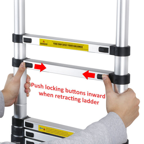 3.2M Portable Ladder Aluminum Multi-Purpose Telescopic Extendable UK 1
